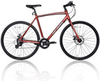 Hiland Road Hybrid Bike Urban City Commuter Bicycle with Disc Brake for Men Comfortable Bicycle 700C Wheels 24 speeds Bikes Red