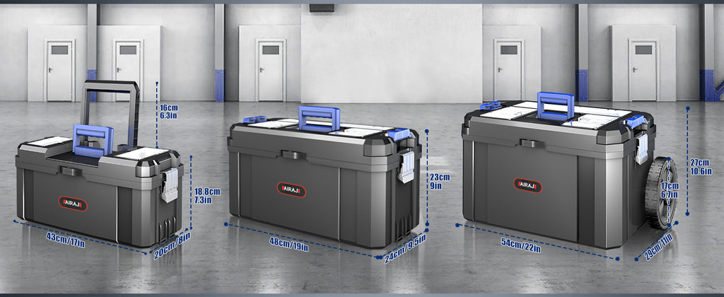 3-In-1 Tool Box with Wheels | Rolling Stackable Tool Box | Modular Tools StoraSystem | Small Toolbox with Detachable Parts Box Organizer丨Portable Toolbox for Garages,Home DIY,Workshop丨17+19+21"