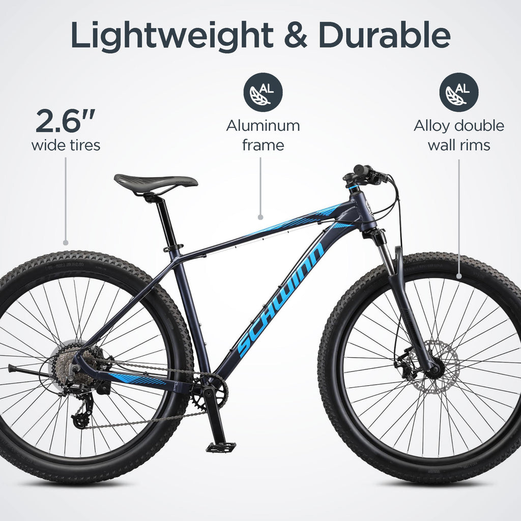 Schwinn Axum Mountain Bike, 8 speeds, Lar19 inch mens style frame, 29-inch wheels, blue