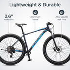Schwinn Axum Mountain Bike, 8 speeds, Lar19 inch mens style frame, 29-inch wheels, blue