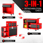 8-Drawer Rolling Tool Chest, Assembled Metal Tool StoraCabinet with Wheels, LocSliding Drawers & Detachable Top Box, for GaraWorkshop Repair Room Warehouse, Red