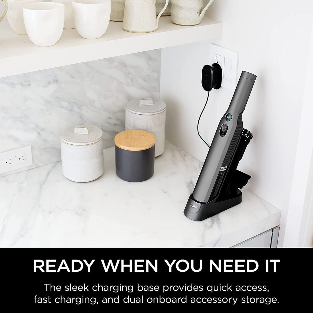 Shark WV201 WANDVAC Handheld Vacuum, Lightweight at 1.4 Pounds with Powerful Suction, Charging Dock, Single Touch Empty and Detachable Dust Cup