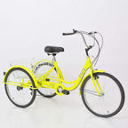 KNUS Adult Tricycle Trikes,7 Speed 3-Wheel Bikes,24/26 Inch Wheels Cruiser Bicycles with LarShopping Basket for Women and Men