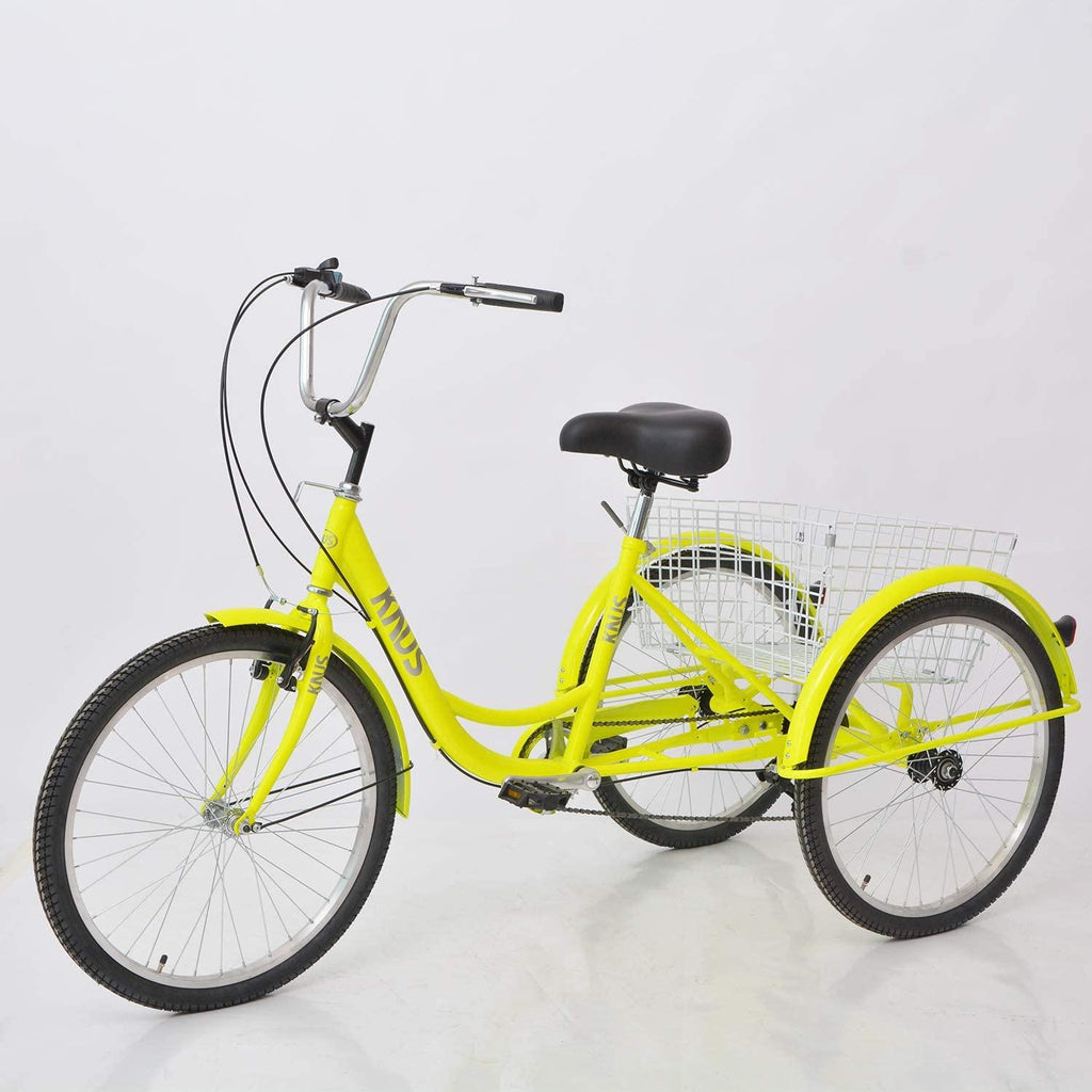 KNUS Adult Tricycle Trikes,7 Speed 3-Wheel Bikes,24/26 Inch Wheels Cruiser Bicycles with LarShopping Basket for Women and Men