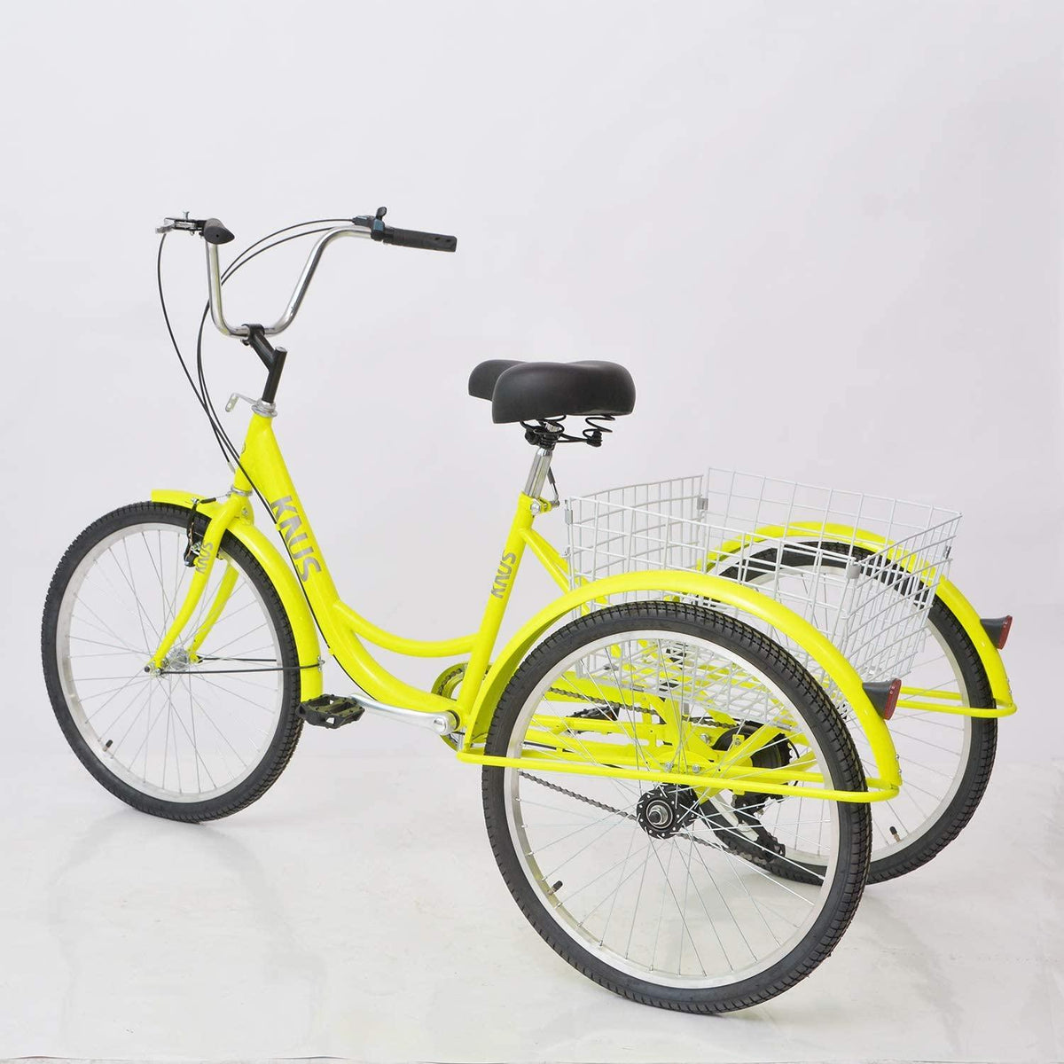 KNUS Adult Tricycle Trikes,7 Speed 3-Wheel Bikes,24/26 Inch Wheels Cruiser Bicycles with LarShopping Basket for Women and Men