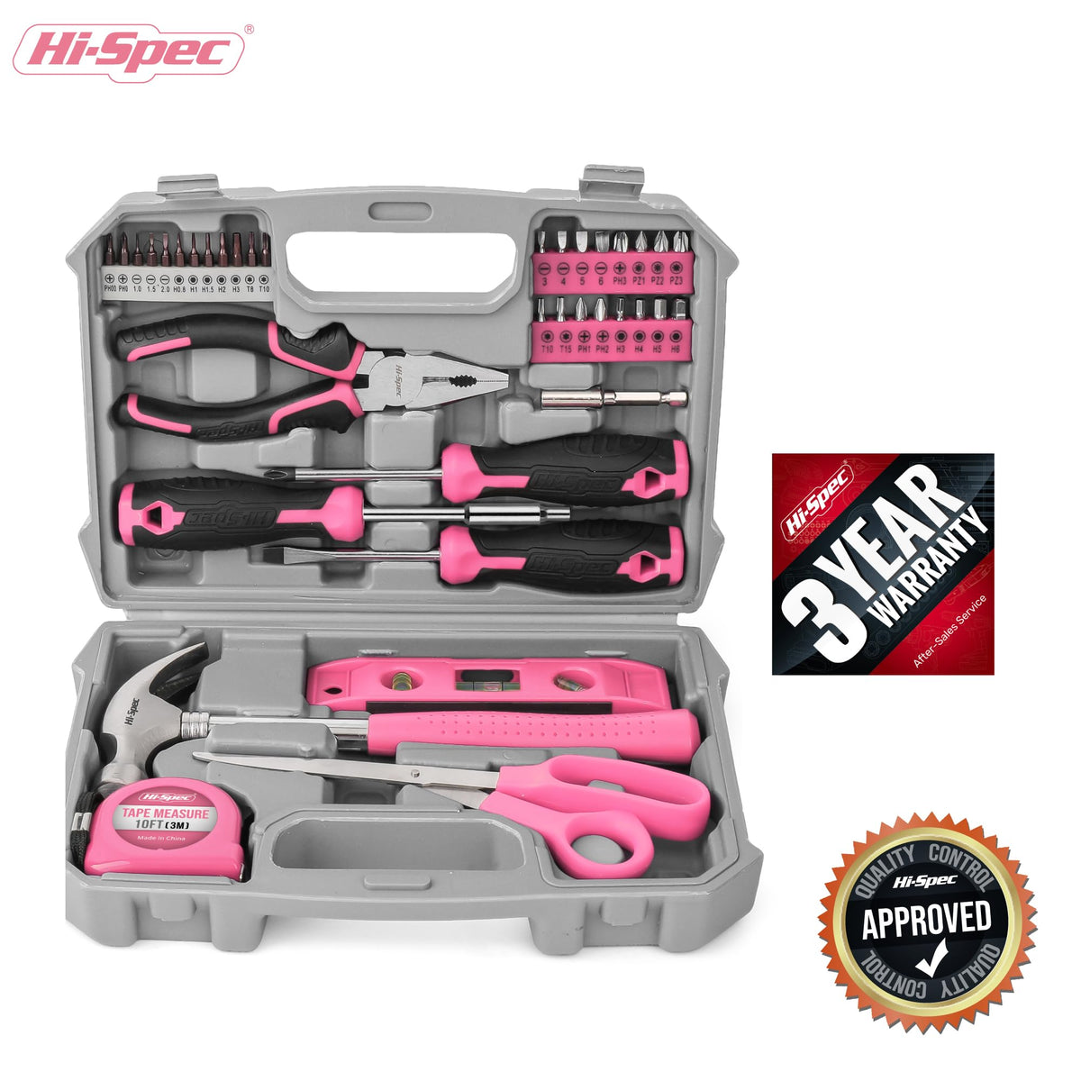Tool Kit, General Household Hand Tool Set with Toolbox StoraCase, All-in-One Compact Toolkit for DIY & Dorm Use, Pink | 38pc, everyday fixes made easier, organized portable storage, beginner-friendly selection, apartment and office tasks, t