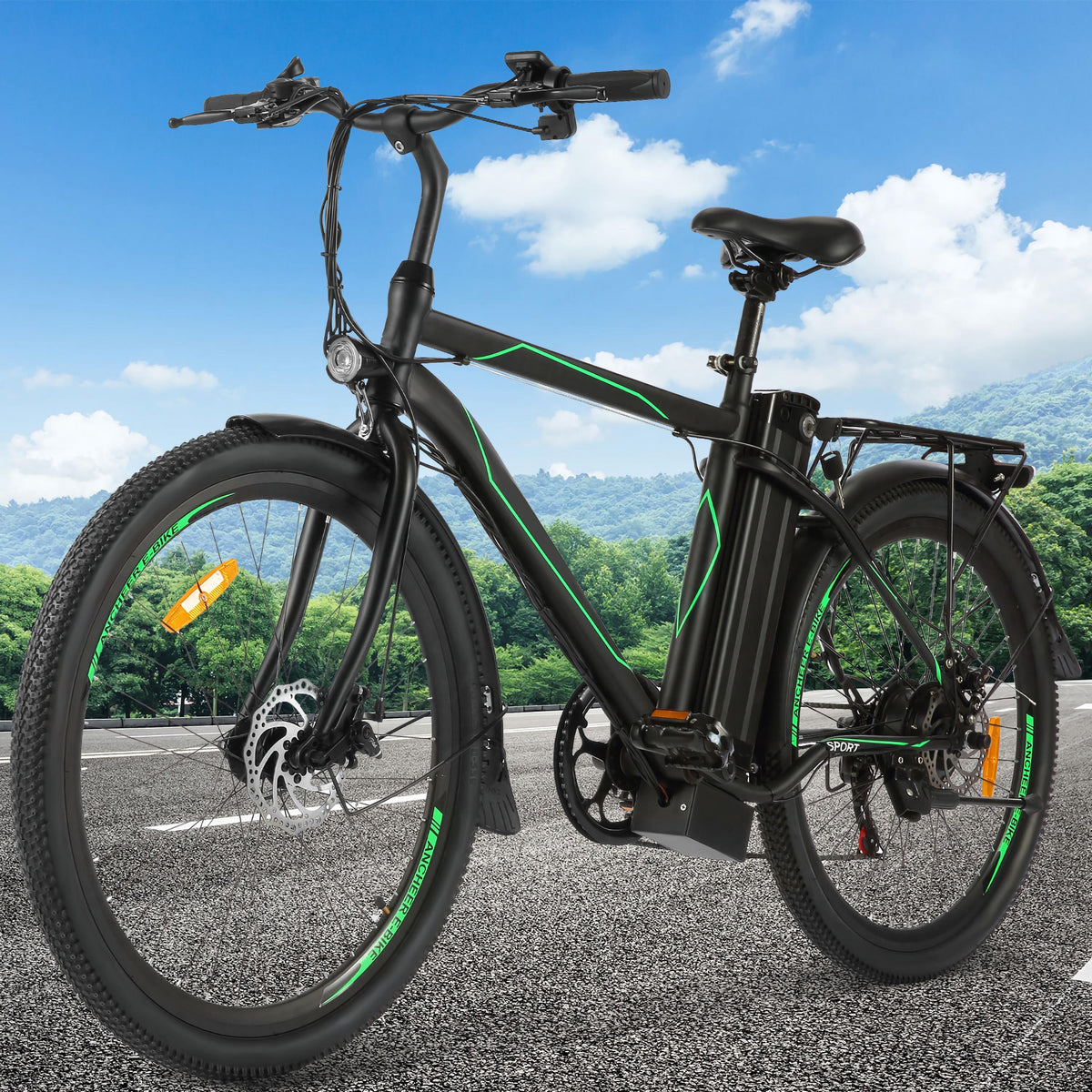 26 In. Electric Mountain Bike for Adults, Electric Commuting Bicycle with Removable 36V 10Ah Battery City Ebike 25-40 Mile Ran6-Speed Gears Cruiser Bicycle