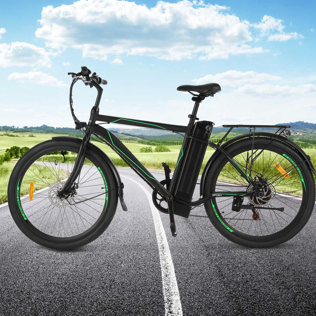26 In. Electric Mountain Bike for Adults, Electric Commuting Bicycle with Removable 36V 10Ah Battery City Ebike 25-40 Mile Ran6-Speed Gears Cruiser Bicycle