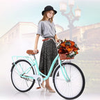Women Bike, Beach Cruiser Bike for Women, Womens Bicycle Cruiser with Leisure Vegetable Basket, 26 inch Beach Cruiser Bikes for Women, Women's Cruiser Bike Retro Bicycle