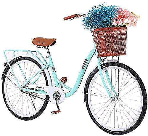 Women Bike, Beach Cruiser Bike for Women, Womens Bicycle Cruiser with Leisure Vegetable Basket, 26 inch Beach Cruiser Bikes for Women, Women's Cruiser Bike Retro Bicycle