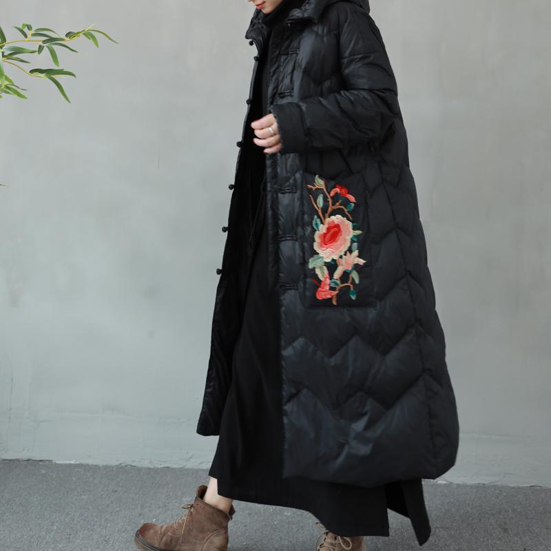 embroidered chinese style ethnic hooded down coat