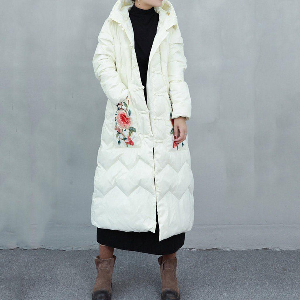 embroidered chinese style ethnic hooded down coat