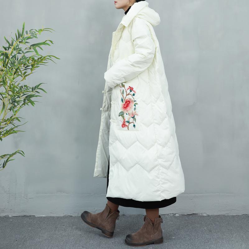 embroidered chinese style ethnic hooded down coat