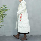embroidered chinese style ethnic hooded down coat
