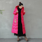 embroidered chinese style ethnic hooded down coat