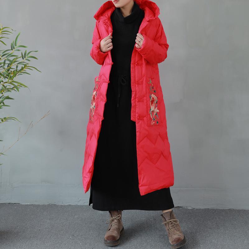 embroidered chinese style ethnic hooded down coat
