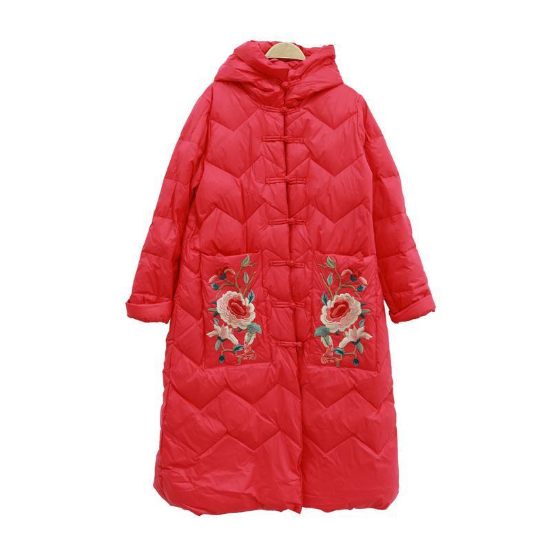 embroidered chinese style ethnic hooded down coat