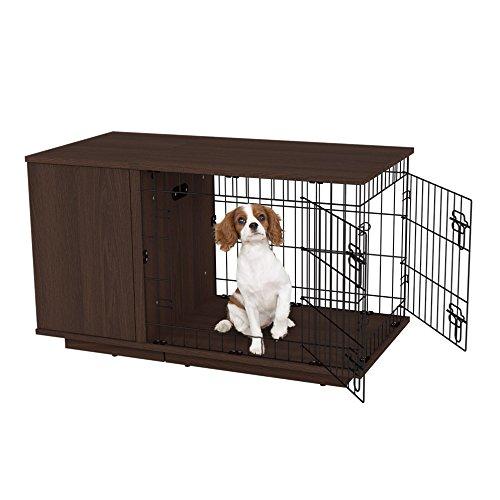 Omlet Fido Studio 24" Luxury Dog Crate/Dog Bed with Wardrobe - Walnut