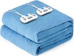 HNABAIC Electric Heated Blanket Size Dual Control  10 Heating Levels  1-12 Hours Auto-Off Timer  Soft Polar Fleece  Machine Washable  ETL Certification (Blue  100x90u201D Size