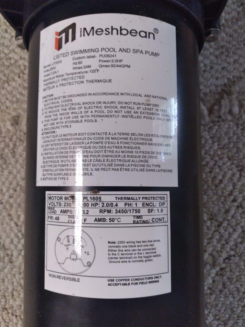 brand new 220 volt 2 speed pool pump
