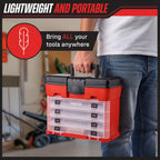 Small Parts Organizer Box - 11-Inch Portable StoraCase with 4 Removable Multi-Compartment Trays for Screws, Beads, Small Fishing Tackle, Hardware, and Craft Supplies by  (Red)