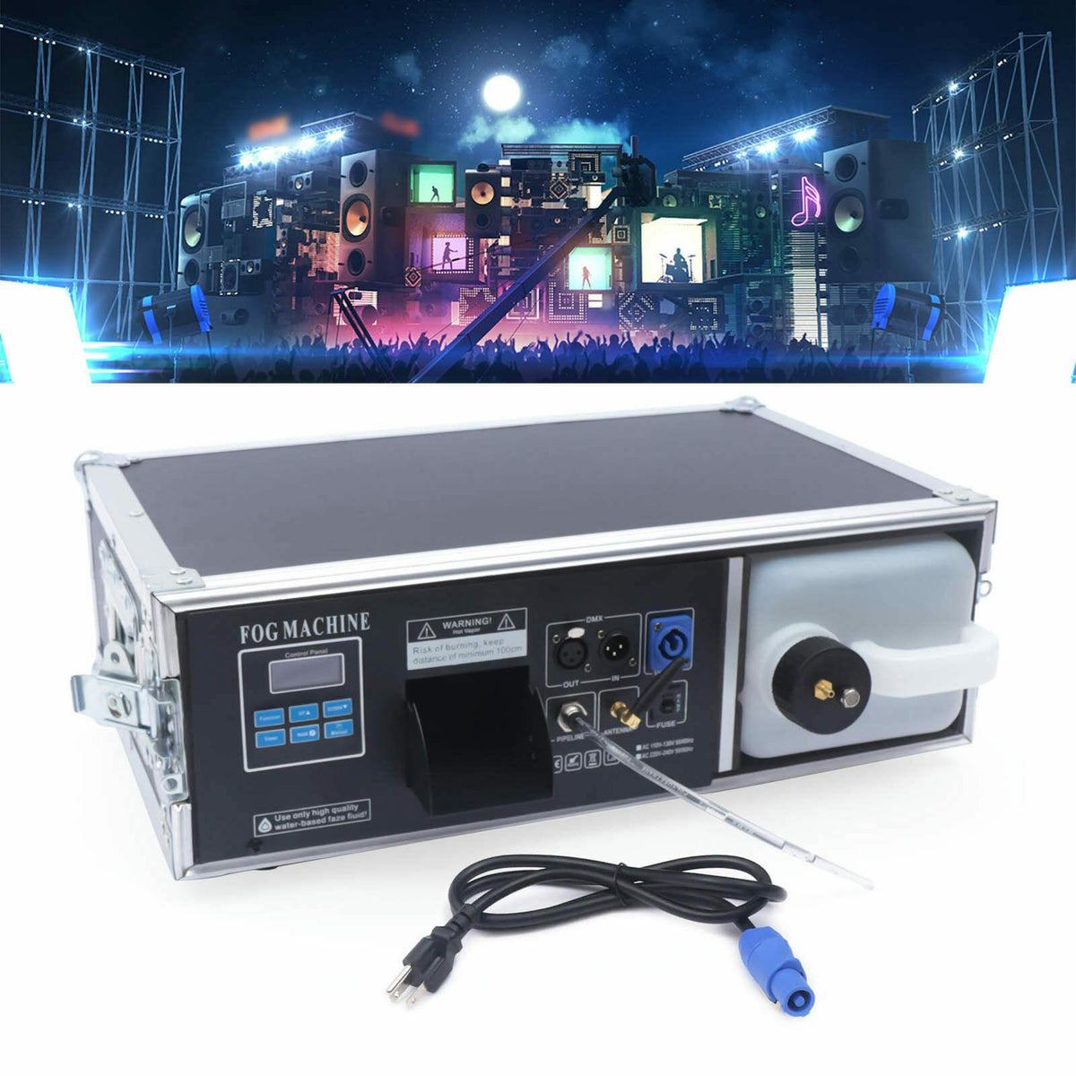 CNCEST Stage Fog Machine DMX Stage Mist Haze Machine 3.5L w/ Flight Case Package DJ KTV Party Hazer 3.5L 1.5KW