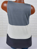 Womens Stitching Round Neck Sleeveless T-shirt