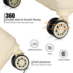 Luggage 3 Piece Sets ABS Spinner Suitcase with 3-Digit Combination Lock 20 inches 24 inches 28 inches, BEIGE