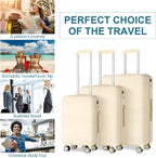 Luggage 3 Piece Sets ABS Spinner Suitcase with 3-Digit Combination Lock 20 inches 24 inches 28 inches, BEIGE