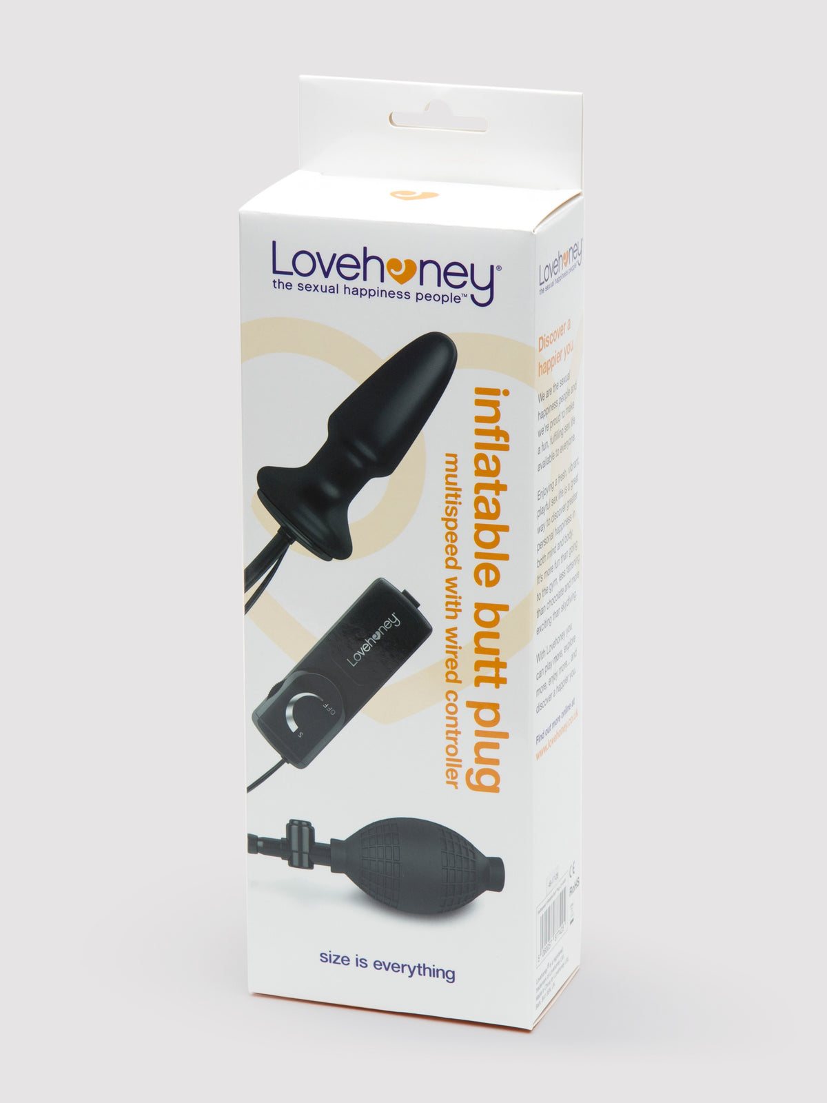 Lovehoney Vibrating Inflatable Butt Plug 4.5 Inch, Black