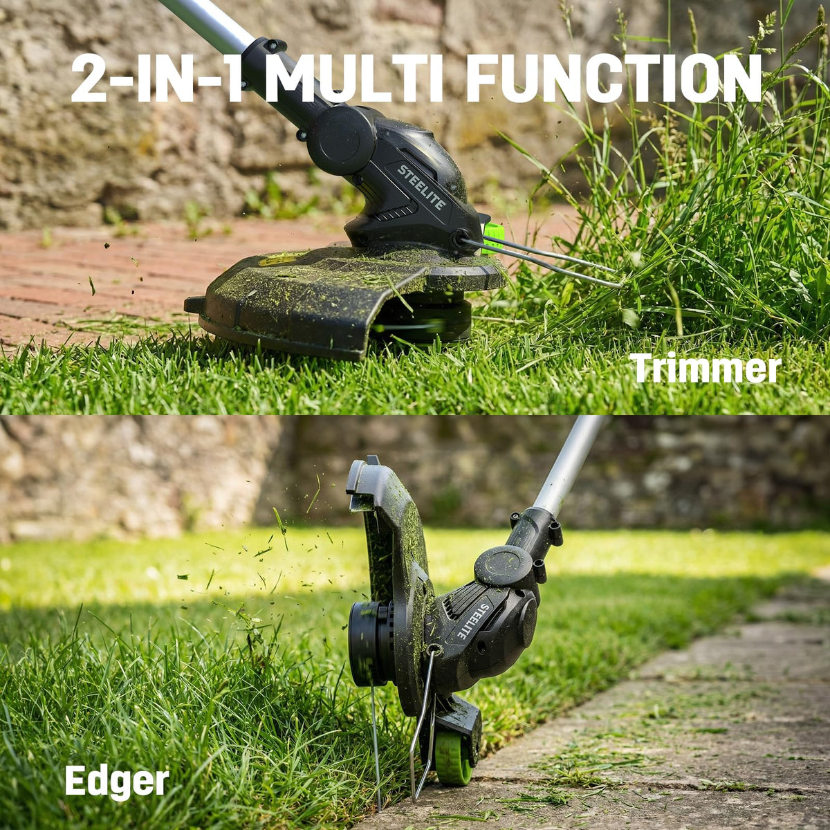 40V(2x20V) 17-inch Electric Lawn Mower and 12-Inch Cordless Weed Wacker Combo with 2x4.0Ah Batteries and Dual Chargers