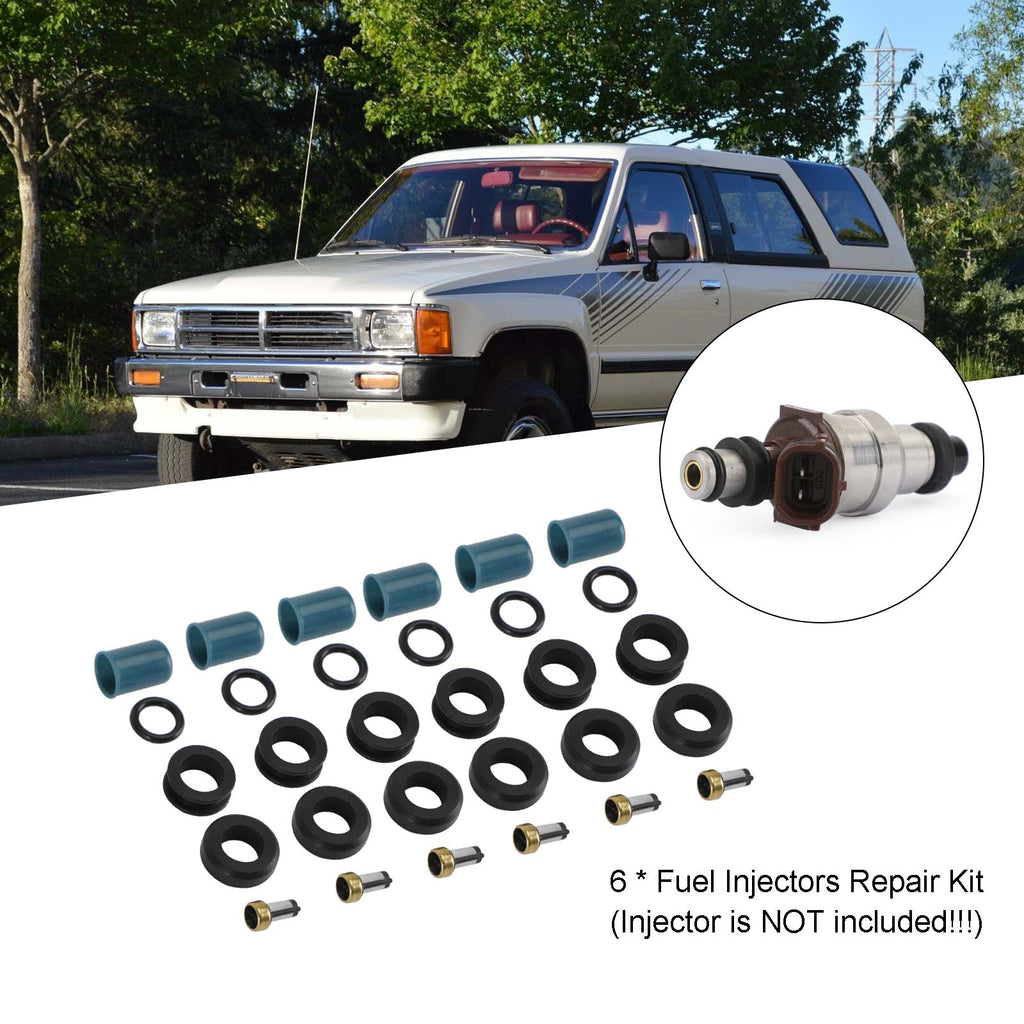 Toyota Truck 4 Runner 1988-1995 3.0L 3VZE 6PCS Fuel Injectors Repair Seal Rebuild Kit 23209-65020 23250-65020 195500-5400 Generic