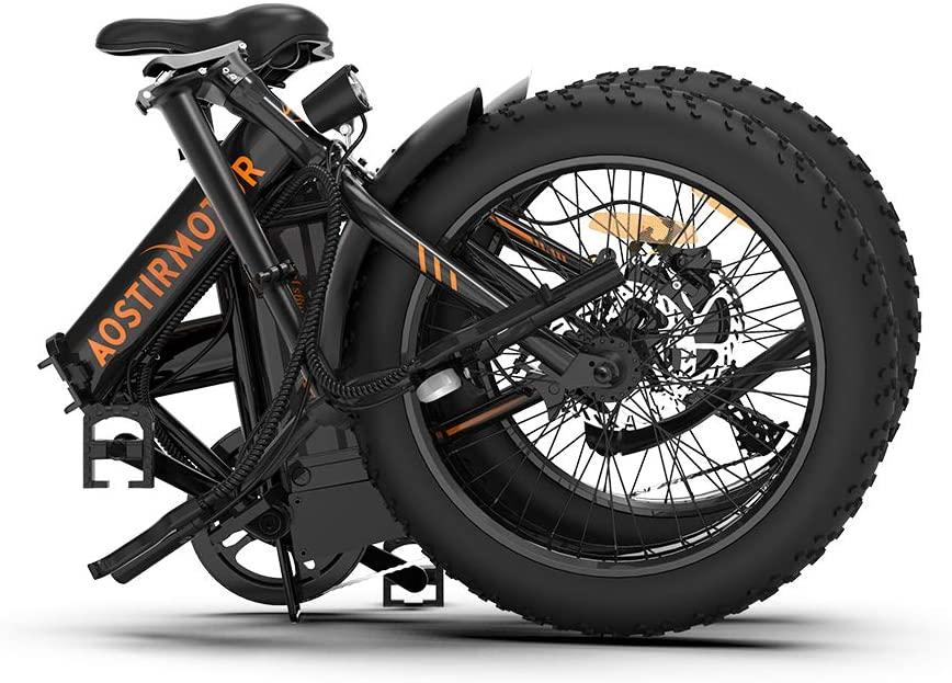 Aostirmotor Folding Electric Mountain Bike with 36V13AH Removable Lithium Battery&amp;500W Motor 20’4 inch Fat Tire Electric Bicycle for Adults