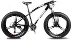 CHICAI High-Carbon Student Bike Adult 26-inch Beach Snow Fat Bike Mountain Cross-Country Steel Ultra-Wide Tire Sports Bike 21-30speed Low-Speed Racing (Black) (Size : 21-Speed)