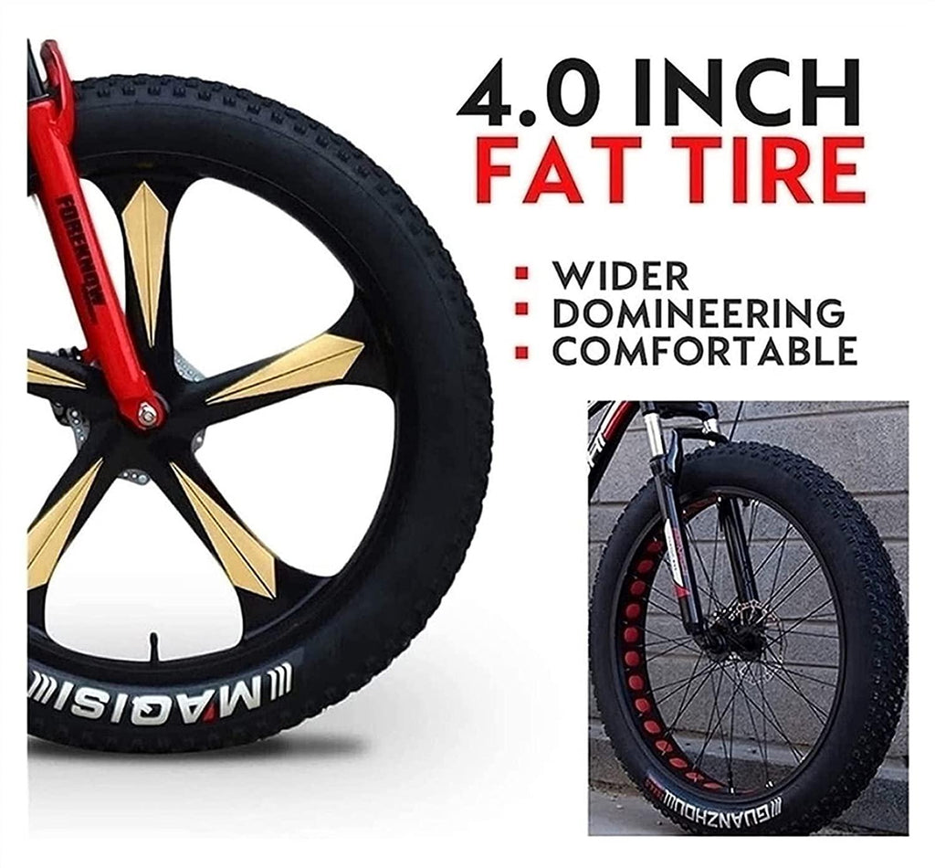 CHICAI High-Carbon Student Bike Adult 26-inch Beach Snow Fat Bike Mountain Cross-Country Steel Ultra-Wide Tire Sports Bike 21-30speed Low-Speed Racing (Black) (Size : 21-Speed)