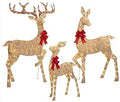Everstar LED Christmas Holiday Lighted Random Twinkling Gold Mesh Deer Family Yard Decor