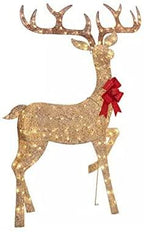 Everstar LED Christmas Holiday Lighted Random Twinkling Gold Mesh Deer Family Yard Decor