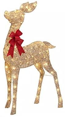 Everstar LED Christmas Holiday Lighted Random Twinkling Gold Mesh Deer Family Yard Decor
