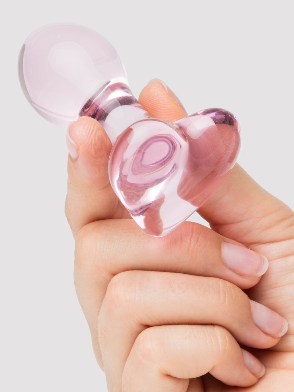 Lovehoney Small Heart Glass Butt Plug 3 Inch, Pink