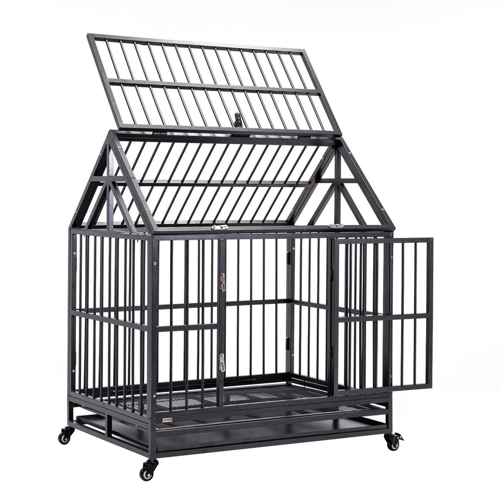 WONLINE 42" Heavy Duty Dog CaCrate Kennel Metal Pet Playpen Portable w/Tray House