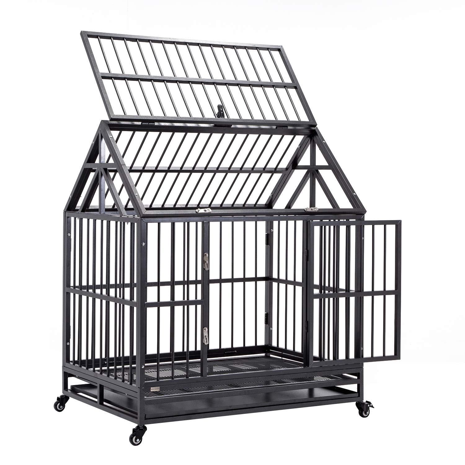 WONLINE 42" Heavy Duty Dog CaCrate Kennel Metal Pet Playpen Portable w/Tray House