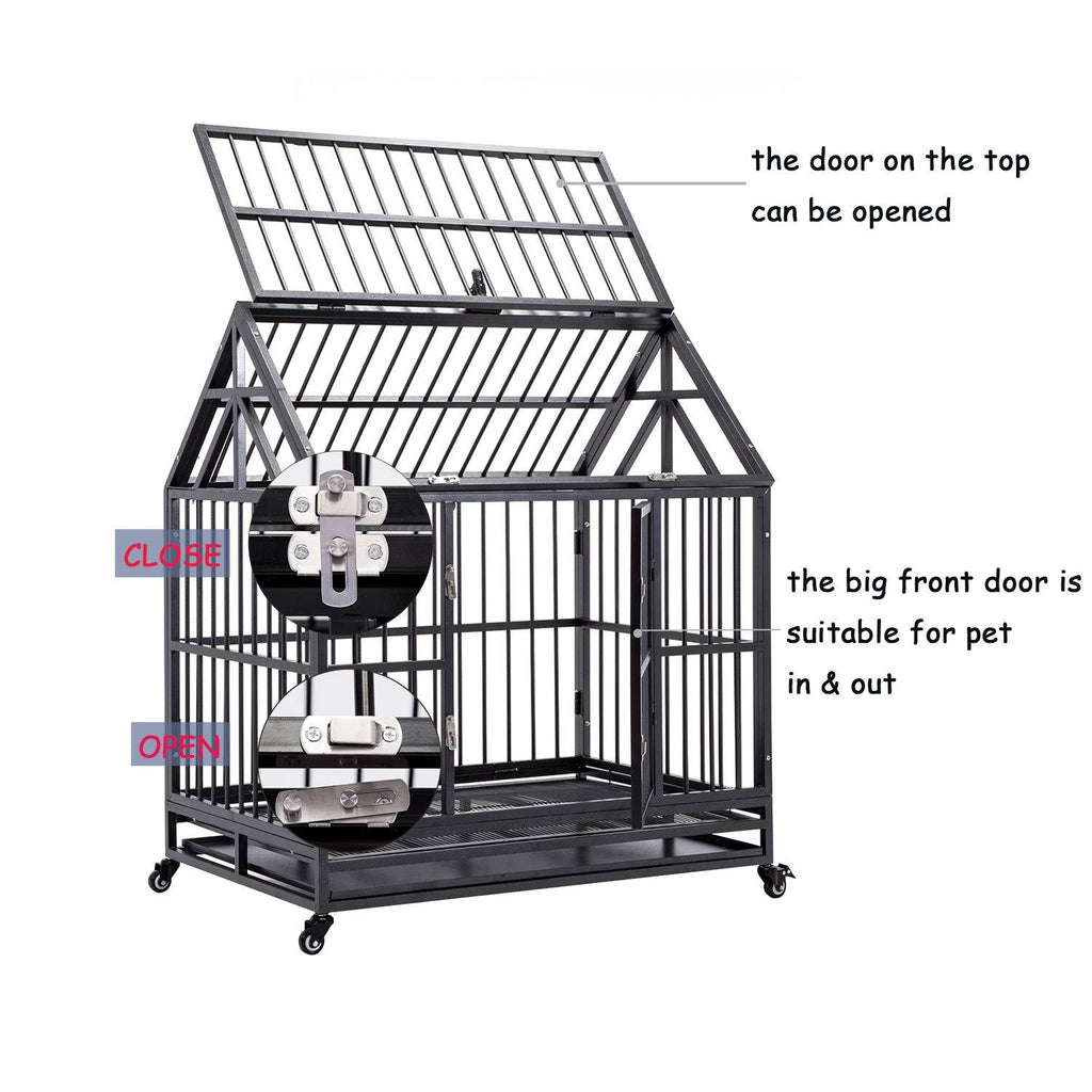 WONLINE 42" Heavy Duty Dog CaCrate Kennel Metal Pet Playpen Portable w/Tray House