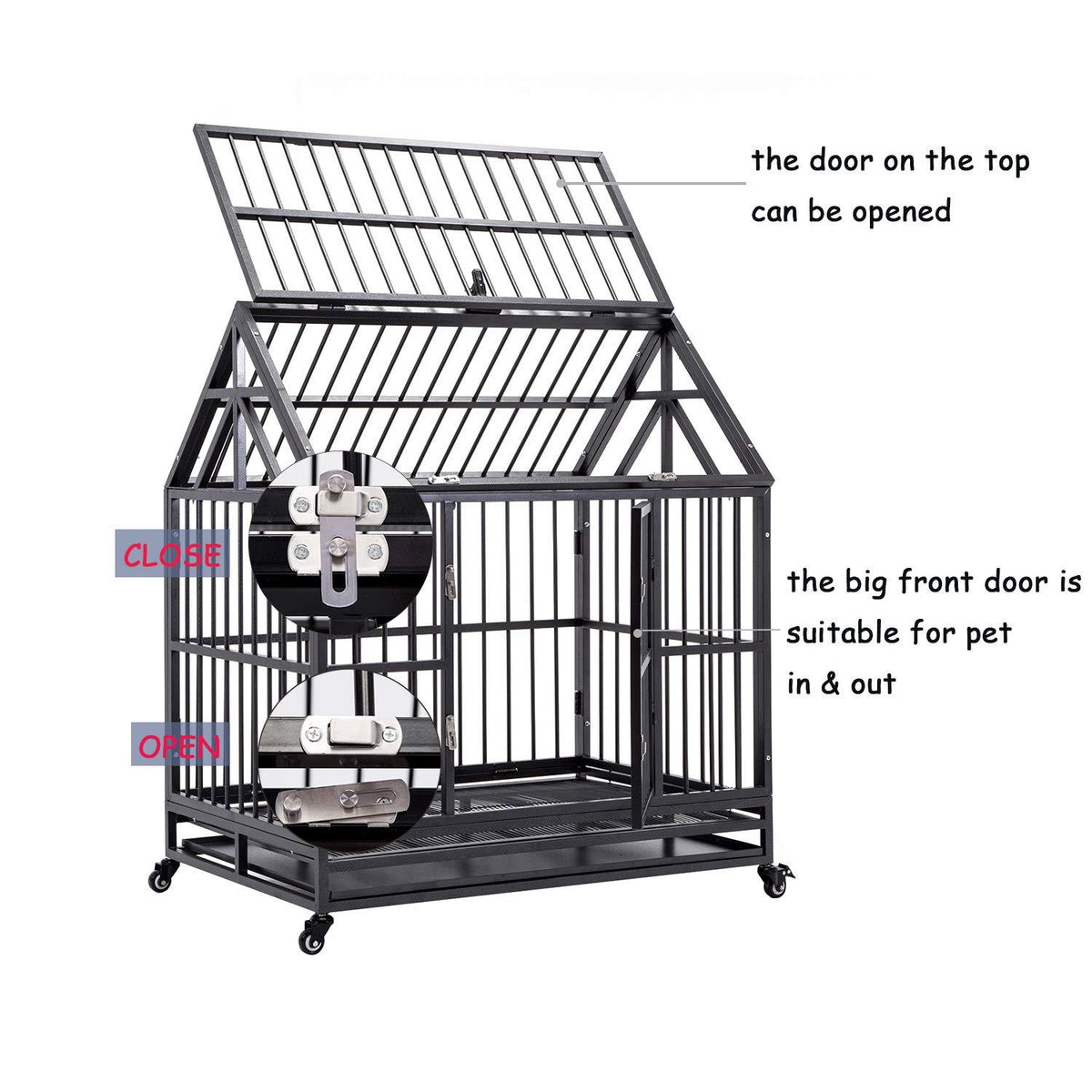 WONLINE 42" Heavy Duty Dog CaCrate Kennel Metal Pet Playpen Portable w/Tray House