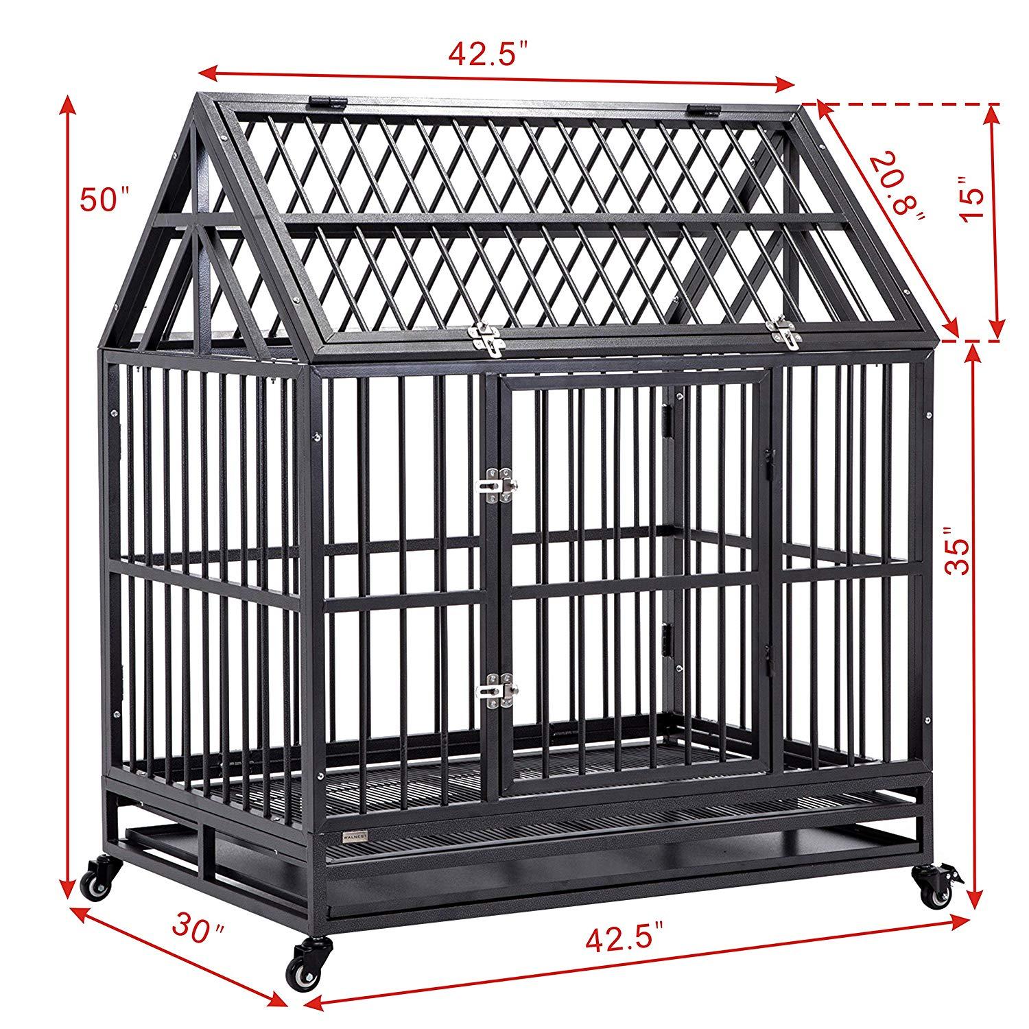 WONLINE 42" Heavy Duty Dog CaCrate Kennel Metal Pet Playpen Portable w/Tray House