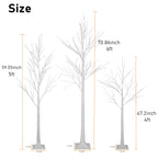 Pre-lit Christmas Tree Set of 3, White Birch Tree with LED Lights and Stand, Christmas Decorations for Indoor Outdoor Party, 6ft 5ft 4ft