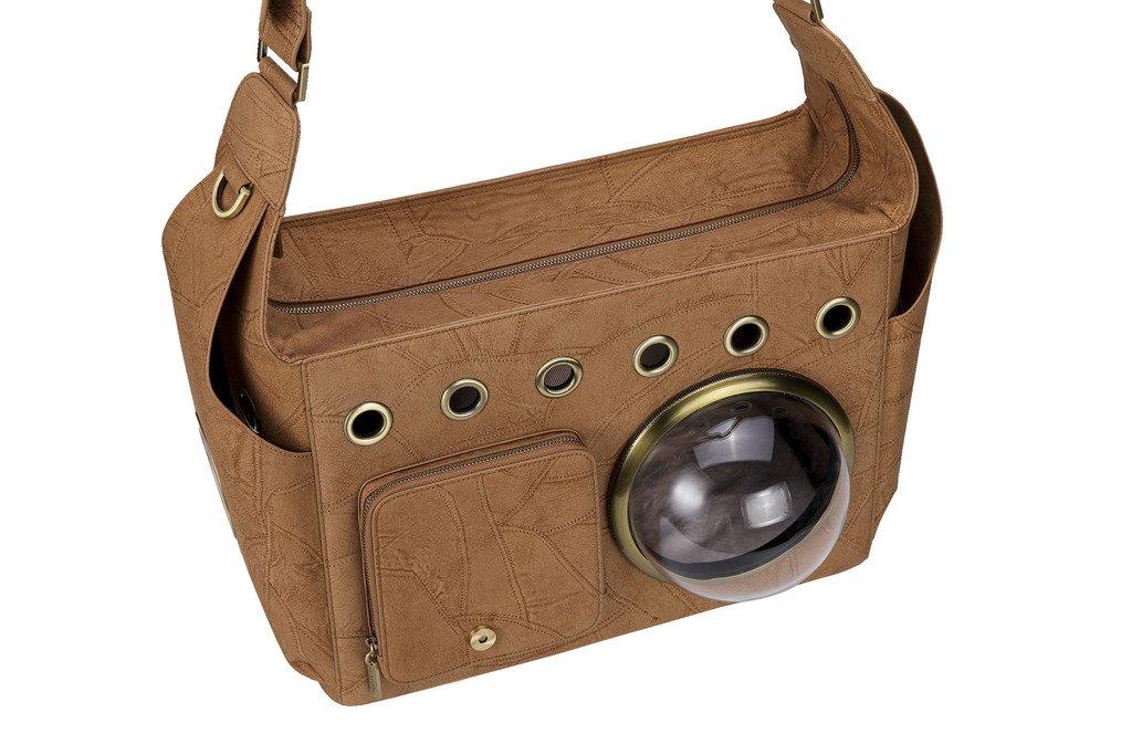 CLOVERPET C0402 Innovative Fashion Bubble Pet Travel Carrier Backpack for Cats Dogs Puppy, Brown, 16.7" LX8.3 WX12.6 H