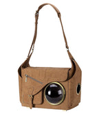 CLOVERPET C0402 Innovative Fashion Bubble Pet Travel Carrier Backpack for Cats Dogs Puppy, Brown, 16.7" LX8.3 WX12.6 H