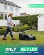 18" Electric Lawn Mower, 40V Cordless Lawn Mower with 2x8.0Ah Batteries &amp; Charger, Brushless Motor, 2-in-1 Mulching &amp; Bagging, 6-Position Height Adjustment, for Medium Yards