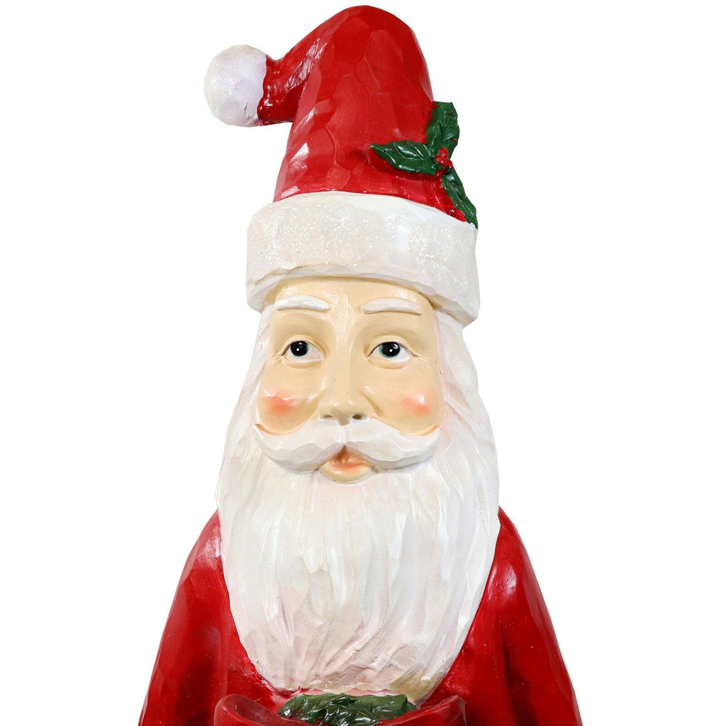 Sunnydaze Santa with Christmas Wreath Outdoor Holiday Statue - 46.5 Inches