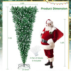 Gymax 7.5FT Pre-Lit Snowy Inverted Christmas Tree Artificial Tree w/ 400 LED Lights